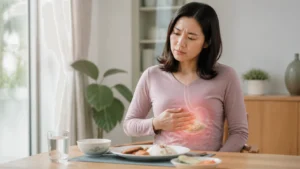 Seseorang berasa terlalu kenyang selepas hanya makan sedikit akibat simptom dispepsia