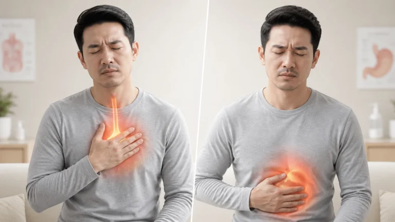 Perbandingan sensasi pedih dada akibat refluks dengan sakit di bahagian atas perut