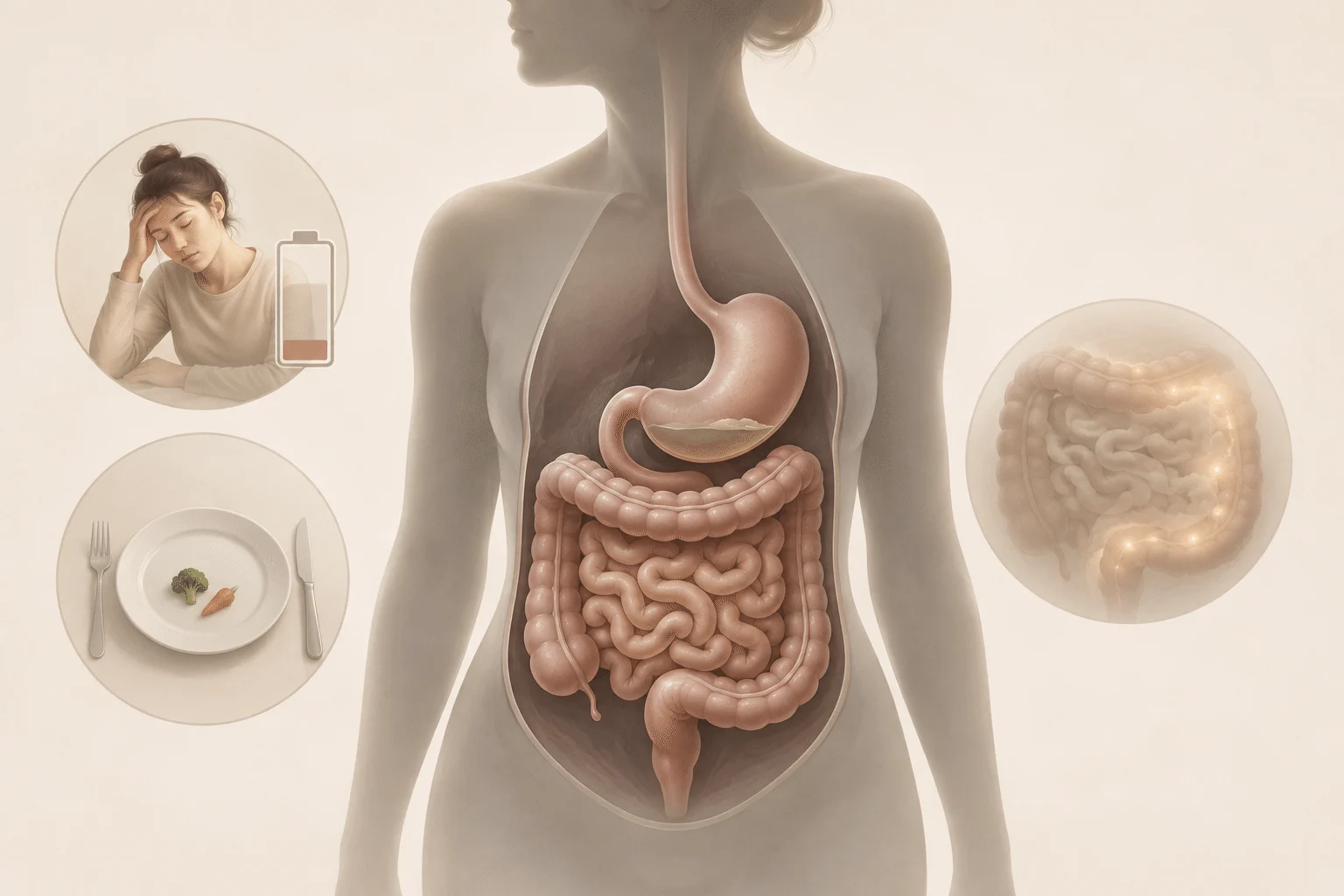 Ilustrasi sistem penghadaman dan tenaga rendah akibat pemakanan terlalu ketat