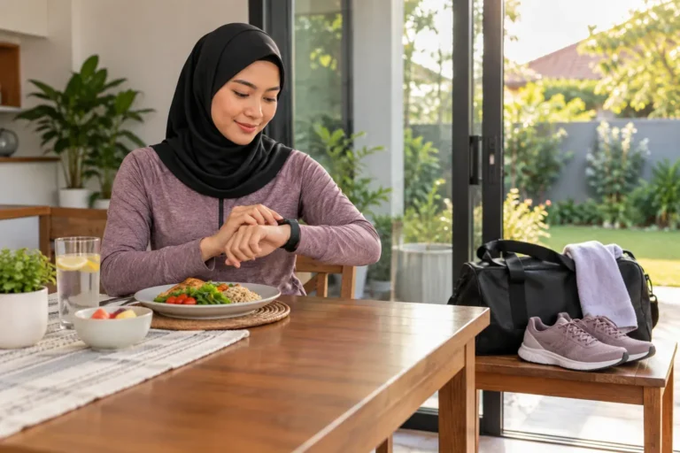 Wanita Malaysia menunggu seketika selepas makan sebelum bersenam