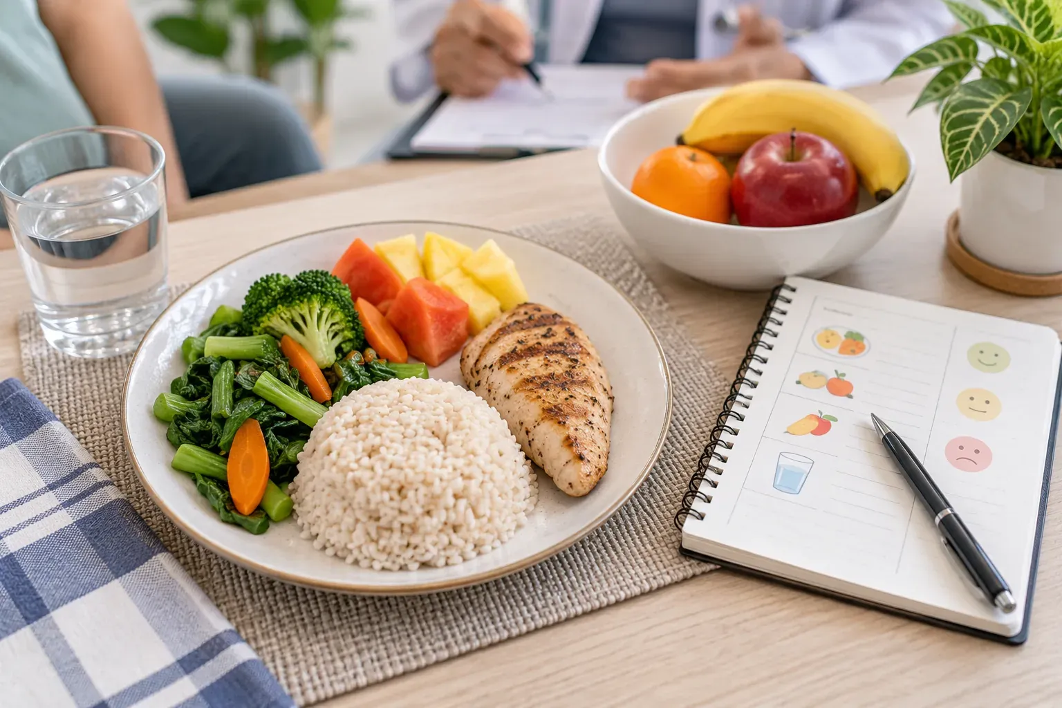 Hidangan seimbang bersama diari makanan untuk mengelakkan diet terlalu terhad