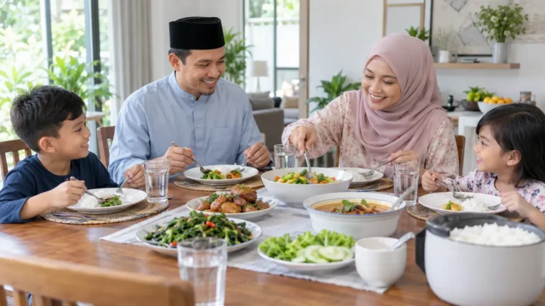 Keluarga Malaysia menggunakan peralatan makan bersih dan berasingan