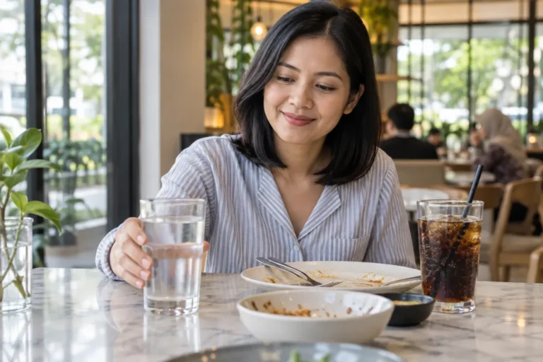 Wanita memilih air kosong dan mengetepikan minuman berkarbonasi selepas makan