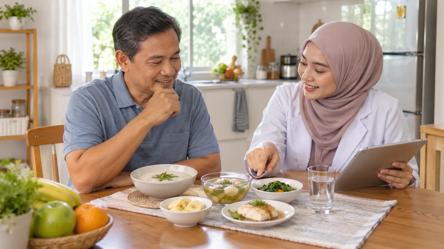 Pesakit merancang hidangan lembut dan seimbang bersama pakar pemakanan