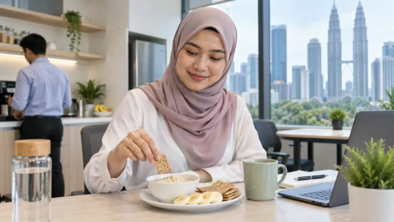 Wanita Malaysia memilih snek ringkas di pejabat untuk mengurangkan risiko pedih ulu hati